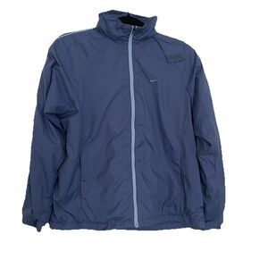 Rare Vintage NIKE Striped Swoosh Full Zip Windbreaker Jacket 90s 2000s Blue SZ M